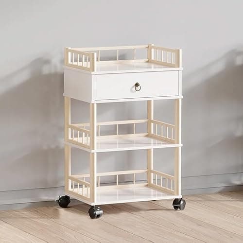Image of 3-Tier Bamboo Rolling Storage Cart, Multi-Purpose Utility Rack with Wheels for Kitchen, Bathroom, Bedroom, Living Room, Garage