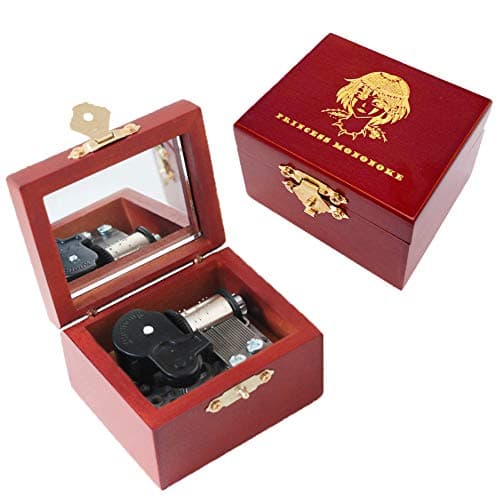 Image of Youtang Music box Carved Wood Musical Box Wind Up Mechanism Musical Gift for Christmas,Birthday,Valentine's Day (Princess Mononoke, silver)