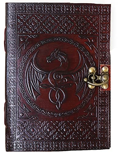 Image of Jaald 18 cm Dragon Leather Blank Grimoire Leather Diary Book of Shadow Spell Book Leather Diary Notebook Sketchbook for Artists