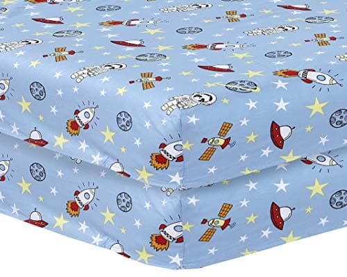 Image of DTEX HOMES 2 x Cot Bed Sheets Super Soft Breathable Polycotton Fitted Sheet 140 x 70 cm (Space Blue)