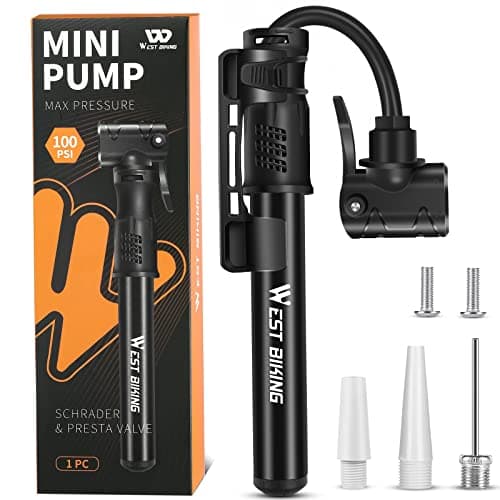Image of Bicycle Pump Mini Bike Pump - Aluminum Alloy Cycle Pump for Presta & Schrader Valve, Portable Lightweight Bike Tyre Pump Fast Tyre Inflation Mini Air Pump For Mountain Road Bike Ball Pump (Black)