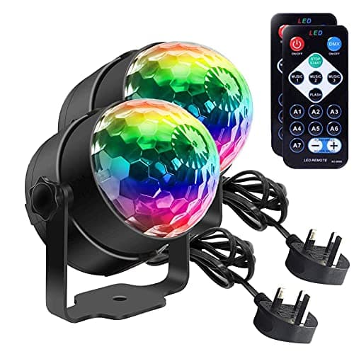 Image of Disco Lights, SEBRUANC Mini Disco Ball LED Party Lamp Music Controlled Disco DJ 360° Rotating Ball Lights 3W RGB Stage Lights with Remote Control for Home Parties Birthday KTV Party Christmas 2pc