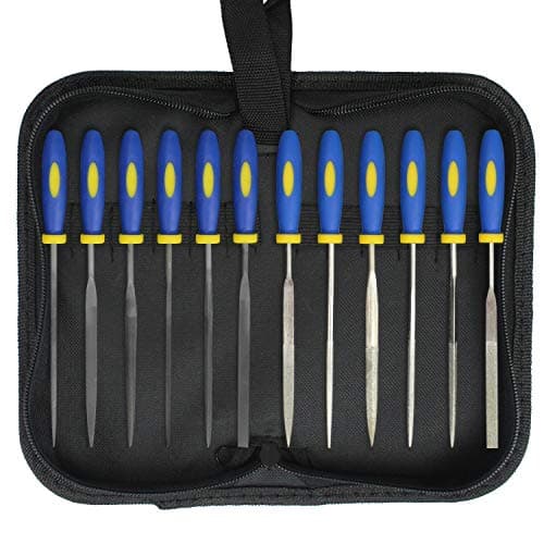 Image of KALIM 2 Sets Carbon Steel File and Diamond File(Total 12pcs), Suitable for Metal, Wood, Jewelry, Model, DIY and Nearly All Uses, Packed in A Carry Bag