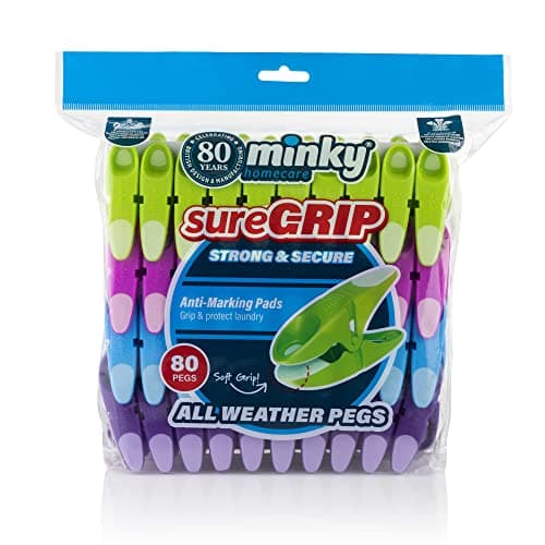 Image of Minky SureGrip Pegs, Assorted colours, Pack of 80