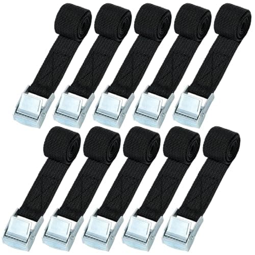 Image of URAQT Tie Down Straps, 10 Pack Heavy Duty Tensioning Belts, 0.5M Adjustable Cargo Straps Ratchet Straps, Suitable for Motorcycle, Cargo, Trucks, Trailer, Luggage, 250kg Loading Capacity, Quick Release