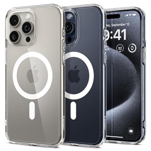 Image of Spigen Ultra Hybrid MagFit Case for iPhone 15 Pro, Compatible with MagSafe Accessories [Anti-Yellowing] [Military-Grade Drop Protection] - Clear White