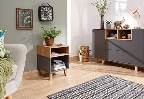 Image of GFW Modena Lamp Table for Living Room - Contemporary Side Tables for Living Room Decor or Bedroom Decor. Bed Side Table with Twin Storage Shelf Feature.