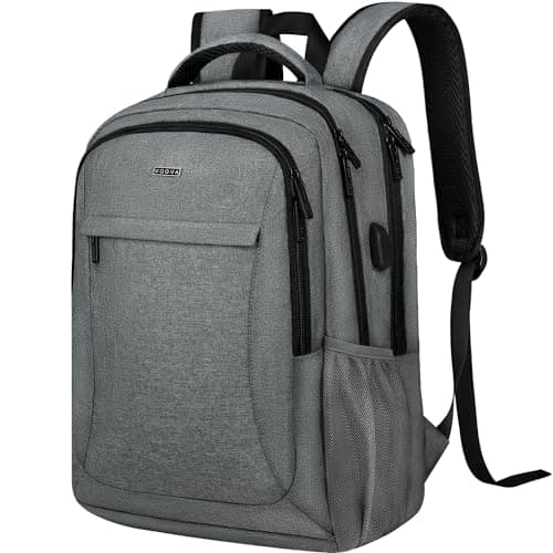 Image of Voova Travel Laptop Backpack for Women & Men, Lightweight Business Rucksack Work Bag with USB Charging Port, Anti Theft Backpack Waterproof Slim School Rucksack Fits 15.6 Inch Laptop, Grey