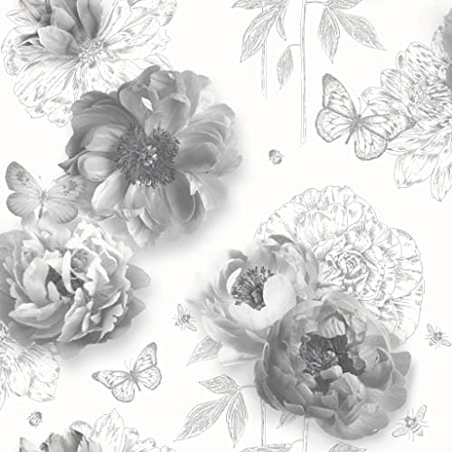 Image of Arthouse Flower Garden Mono Vinyl Wallpaper for Living Spaces & Feature Walls, 53 cm x 10.05 m Roll, 259201