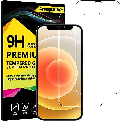 Image of 4youquality Screen Protector for iPhone 12 and iPhone 12 Pro (6.1-Inch), Tempered Glass Film, 2-Pack, [LifetimeWarranty][Impact-Resistant][Anti-Scratch][Anti-Shatter]