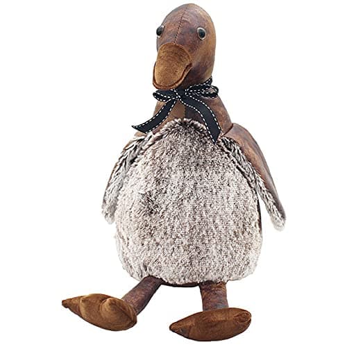 Image of Faux Leather Duck Design Doorstop | Brown