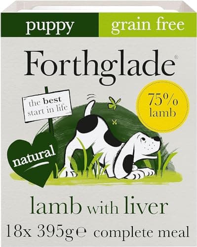 Image of Forthglade Wet Puppy Food Variety Pack (18 x 395g Trays) - Grain Free & Hypoallergenic Dog Food, Lamb with Liver & Vegetables, Complete Meals for Puppies 2-12 Months