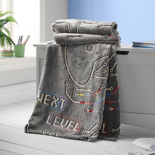 Image of Catherine Lansfield Game Over Glow in the Dark Fleece Cosy Fleece 130x170 cm Blanket Throw Black