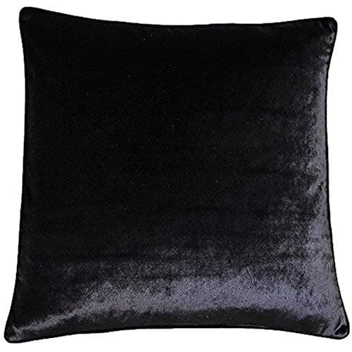 Image of Riva Paoletti Luxe Velvet Polyester Filled Cushion - Black - Soft Velvet Feel Fabric - Reversible - Hidden Zip Closure - Machine Washable - 100% Polyester Case - 55 x 55cm (22" x 22" inches)