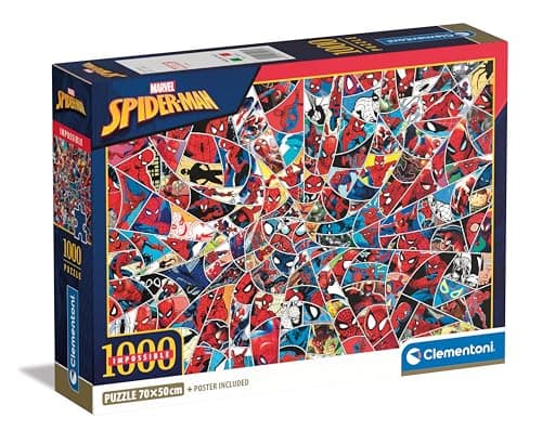 Image of Clementoni Impossible Marvel Spiderman Puzzle - 1000 Pieces - Adult Jigsaw Puzzle, Poster Included, Marvel Puzzle, Superhero Puzzle, Difficult Jigsaw Puzzle, Fun For Adults, Made In Italy, 39916