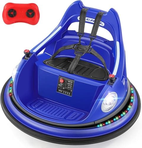 Image of ELEMARA 12V Ride on Bumper Car, Electric Car for Kids with Remote Control, 1.9MPH Max, Bluetooth Ride on Toys with 2-Speed, 2 Driving Mode, 360°Spin, 5 Lighting Mode,DIY Stickers, Car for Kids, Blue