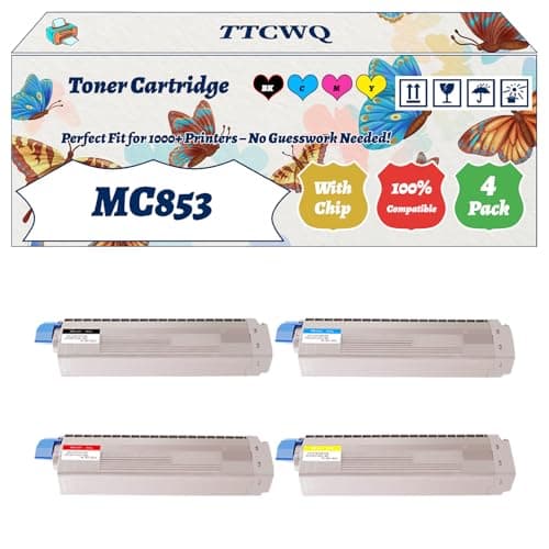 Image of Compatible for Okidata OKI MC853 Toner Cartridge Work for Okidata OKI MC853dn MC853 MC853dnct MC853dnv MC873 Printers (4-Pack BK/C/M/Y)