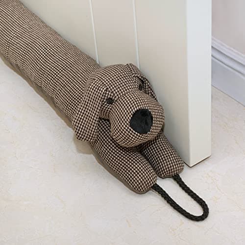 Image of Marwood Under Door Draught Excluder Decorative Wind Stopper 91cm for Door & Window, Weighted Animal Air Door Draft Stopper Snake Noise Blocker for Bottom of Door with Hanging Loops - Brown Dog 36"