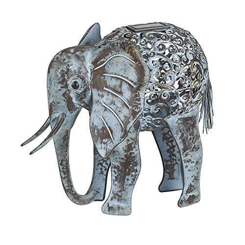 Image of Garden Mile LED Solar Elephant Garden Ornament - 36cm Colour Changing Solar Lights Outdoor Decorative - LED Ornaments Outdoor For Elephant Gifts for Women, Gardening Gifts & Birthday Present for Women