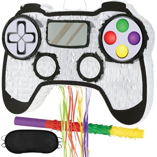 Image of WERNNSAI Video Game Piñata - Game Controller Pinata Bundle with Blindfold and Bat for Boys Pinata Gaming Party Decoration for Kids Birthday Party Games Celebration