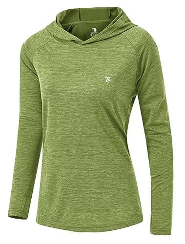 Image of YSENTO Womens Long Sleeve Running Sports Tops Gym Workout Yoga Lightweight Training Hoodies(Olive Green,XXL)