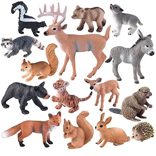 Image of ELECLAND 15Pcs Woodland Animal Figures Forest Animals Figures Miniature Woodland Creatures Figurines Woodland Cake Topper Age 8+ for Kids Birthday Decorations, Christmas Party Decorations