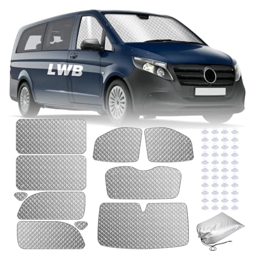 Image of MaxEarn 10Pcs Internal Thermal Blind Set for Vito III W447 LWB Viano 2014-2024, Sunshade Wrap Kit, Window Front Screen Cover, Summer UV Sun Blind & Winter Insulation Cover for Campervans Motorhome