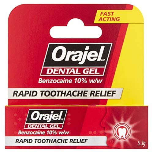Image of Orajel Dental Gel for Rapid Toothache Pain Relief for Adults, contains Benzocaine 10% w/w, Targeted Oral Gel for Fast-Acting Dental Pain Relief Formula, 5.3g