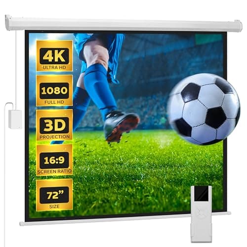 Image of Pyle Projector Screen Pull Down Electric – 72 Inch Motorised Display for Home Cinema, Matte White Remote Controlled with Mount & Case for Home Cinema, Office or Classroom Use