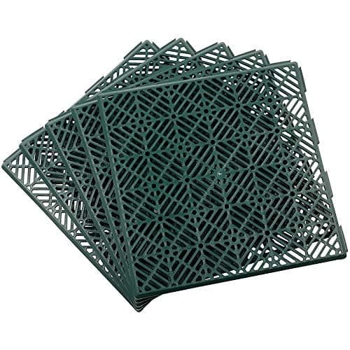 Image of garden mile Set of 10 Heavy Duty Interlocking Decking Tiles 30cm x 30cm Green Garden Flooring Outdoor Play Mats Patio Tiles Non-slip Driveway Grids Plastic Decking Boards Plastic Grid