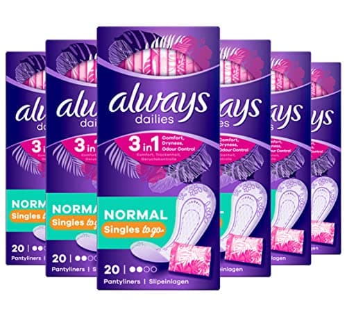 Image of Always Dailies Individually Wrapped Normal Singles Pantyliners, Pack of 6