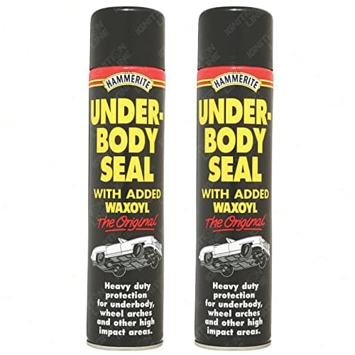 Image of HM Hammerite 2x 600ml Underbody Vehicle Seal With Waxoyl Black Underseal Aerosol Can Kills Rust Prevents Reappearance heavy-duty protection Flexible weather proof skin