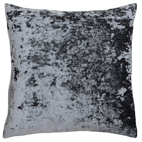 Image of Riva Paoletti Verona Cushion Cover Square - Pewter Grey - Velvet Feel - Crushed Velvet Look - Hidden Zip Design - 100% Polyester - 55 x 55cm (22" x 22" inches) - Designed in the UK