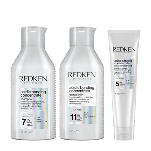 Image of Redken PACK Acidic Bonding Concentrate Shampoo 500ml, Conditioner 500ml and Leave-In Treatment 150ml Bond Repair Supersize Bundle