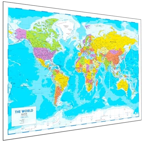 Image of World Map Poster for Wall – 84 x 60cm 2026 Large Map of World Wall Art Atlas - Classroom or Geography Gift