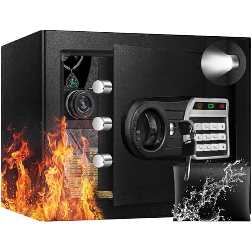 Image of ToruKeep 35L Security Safe Box, Home Safe with Fireproof Waterproof Bag, Anti-Theft Safety Box with Digital Keypad, Spare Keys, LED Light, Smart Alert System, Removable Shelf, 30D x 35W x 30H CM