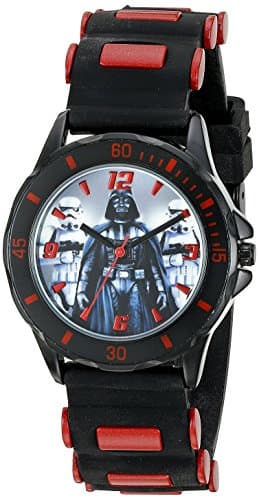 Image of Accutime Kids Star Wars Character Analog Quartz Wrist Watch, Cool Inexpensive Gift & Party Favor for Toddlers, Boys, Girls, Adults All Ages, Darth Vader Black Red, Quartz Movement