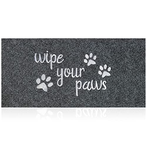 Image of HLFMVWE Large Welcome Mats Funny Text Dog Door Mat Do Not Knock We Know You're Here Doormat with Rubber for Outside Entryway Mat for Back Front Door Entrance Doormat Grey 120x 45 cm