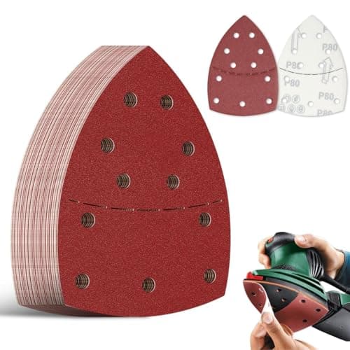 Image of 60PCS Sanding Sheets, Mouse Sandpaper Prio-Triangle Sanding Sheets to Fit Bosch Multi-Sander PSM 100A PSM 200 AES PSM 18, 11-Holes Assorted 40/60/80/120/180/240 Grits