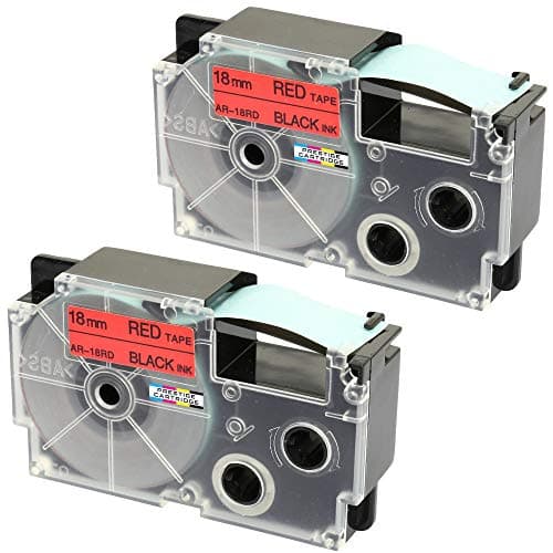 Image of 2X Compatible Ribbon Label Tapes XR-18RD XR-18RBlack on Red 18mm x 8m Replacement for Casio KL-60 100 100E 120 200 200E 300 750 780 820 2000 7000 7200 7400 8100 8200 P1000 C500 CW-L300 Label