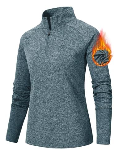 Image of AjezMax Womens Sports Long Sleeve Top Running Shirts Half Zip Yoga Gym Jogger Fitness Activewear Quick Drying Tee Shirts