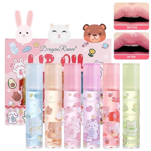 Image of Ninnyi 6 PCS Lip Gloss Sets for Teenage Girls, Mini Fruit Lipgloss Pack for kids, Long Lasting Lip Glow Balm Lip Care
