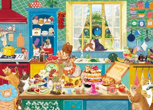 Image of Puzzles 1000 Pieces for Adults jigsaw puzzles for adults-Cat Kitchen Fun-1000 Piece Puzzle Classic Educational Games Beautiful Decoration Puzzle
