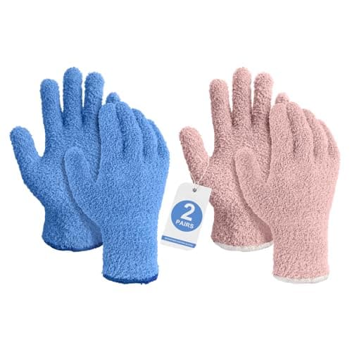 Image of Migliore Wear 2 Pairs Microfiber Dusting Gloves, Household Cleaning Gloves Plant, No Scratching Dust Gloves, Duster Cleaner Tool for Blind, Leaf, Lamp Polishing