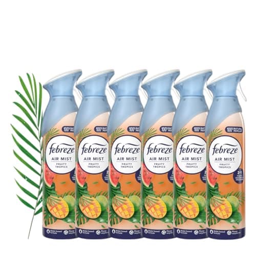 Image of Febreze Air Freshener Bathroom and Room Freshener Air Mist, 6 x 185ml FRUITY TROPICS