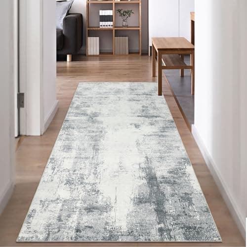 Image of Famibay Hallway Runner 80x200cm Carpet Runners for Hallways Non Slip Hall Runner Grey Washable Runner Rugs Absrtact Modern Carpet Floor Runner for Hallway Entryway Bedroom Kitchen