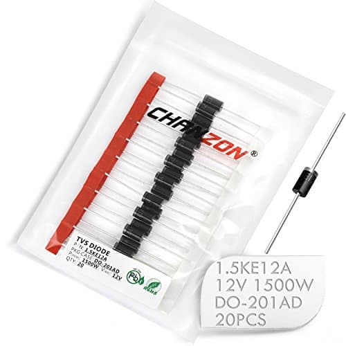 Image of (Pack of 20 Pieces) Chanzon TVS Diodes 1.5KE12A 1.5KE12 1500W 12V DO-201AD (DO-27) Unidirectional Channel 1500 Watt 12 Volt
