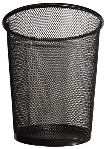 Image of DIVCHI Round Trash Can Bin - 1 Pack Black Non-Slip Mesh Bins Waste Paper Bin Sturdy Metal Bin Indoor Waste Bin for Home Bedroom Office Bathroom Living Room & Kitchen (Black)