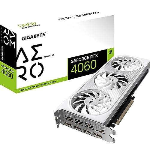 Image of Gigabyte NVIDIA GeForce RTX 4060 AERO OC Graphics Card - 8GB GDDR6, 128-bit, PCI-E 4.0, 2550MHz Core Clock, 2x DP 1.4, 2x HDMI 2.1a, NVIDIA DLSS 3 - GV-N4060AERO OC-8GD