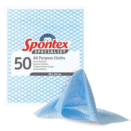 Image of Spontex Specialist All Purpose Cleaning Cloths | Versatile & Reusable Dish Cloths for Professional Cleaning | Wet & Dry Use | 50 Pack